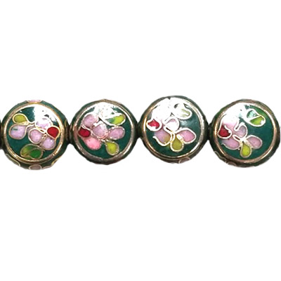 CLOISONNE COIN 12MM GREEN